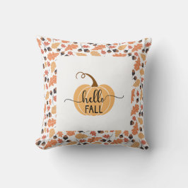 Cojín Decorativo Hola Otoño Calabaza Boho con Hojas de Otoño