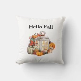 Cojín Decorativo Hola Otoño Linterna Calabazas Decoración Otoñal