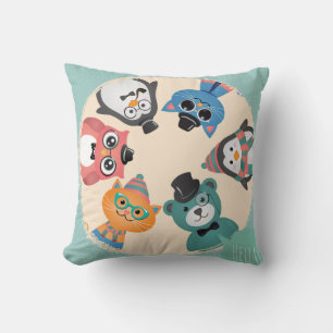 Cojín Decorativo ¡Hola! Pilar del círculo de amigos de animales