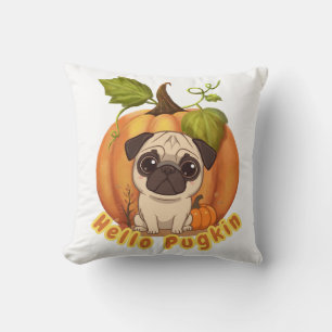 Cojín Decorativo Hola Pugkin   Diseño de calabaza para calabazas de