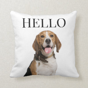 Cojín Decorativo Hola retrato de perro Beagle personalizado Foto