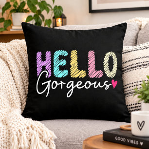 Cojín Decorativo Hola Tipografía Pastel Preciosa