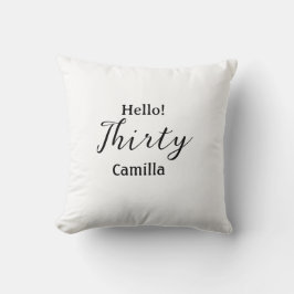 Cojín Decorativo Hola treinta cumpleaños nombre simple minimalista 