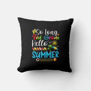 Cojín Decorativo Hola, Verano De 3er Grado El Día De La Escuela.