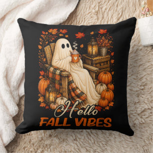 Cojín Decorativo Hola Vibraciones de Otoño Fantasma Lindo Calabaza 