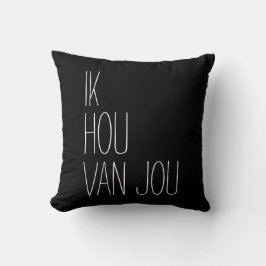 Cojín Decorativo Holandés te amo Ik Hou Van Jou blanco y negro