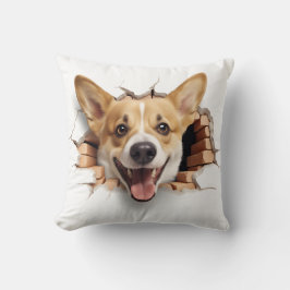 Cojín Decorativo Hole Crackeado Corgi 3D
