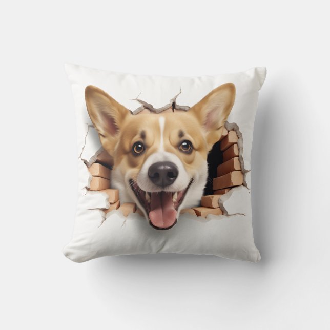 Cojín Decorativo Hole Crackeado Corgi 3D (Anverso)