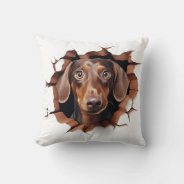 Cojín Decorativo Hole Crackeado de Dachshund 3D