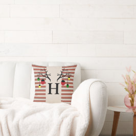 Cojín Decorativo Holiday Antlers Monogram Initials