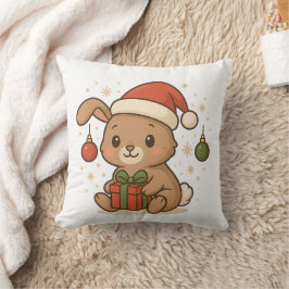 Cojín Decorativo Holiday Bunny in Santa Hat