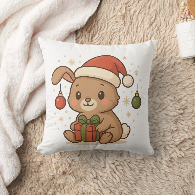 Cojín Decorativo Holiday Bunny in Santa Hat (Manta)