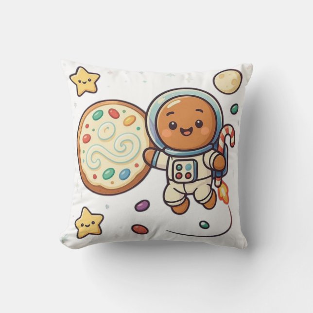 Cojín Decorativo Holiday Gingerbread Astronaut Christmas Cute Space (Anverso)
