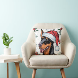 Cojín decorativo Holiday Santa Dog Doberman navida