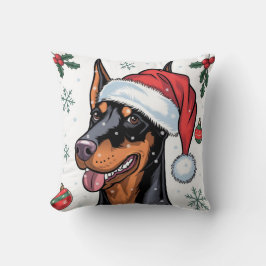 Cojín decorativo Holiday Santa Dog Doberman navida