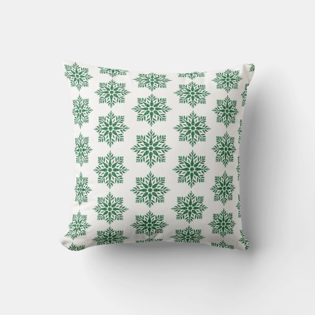 Cojín Decorativo Holiday Snowflake Plaid Pattern Green (Anverso)