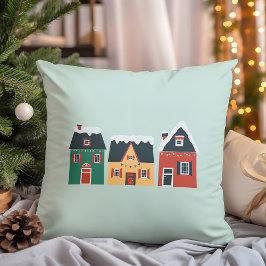 Cojín Decorativo Holiday Village, acogedoras cabañas de Navidad