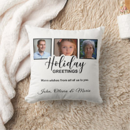 Cojín Decorativo Holiday White 3 Photo Glitter Effect Christmas