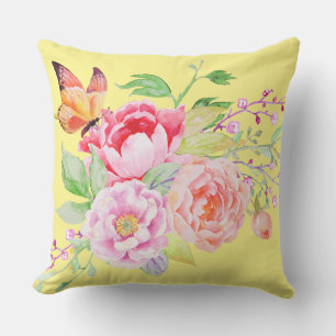 Cojín Decorativo holiES - Flores de primavera acuarela Bouquet 2