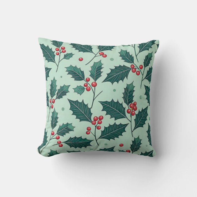 Cojín Decorativo Holly Berry Navidad Cushion (Anverso)