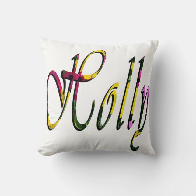 Cojín Decorativo Holly, Chicas, Nombre, Logo, Cuchillo Blanco. (Anverso)