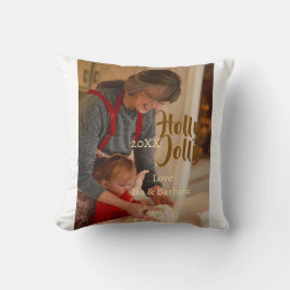 Cojín Decorativo Holly Jolly family holiday photo beige year naboho