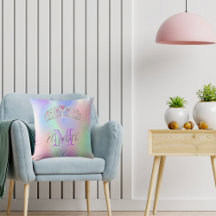 Holograma monograma rosa de la corona arcoiris tia