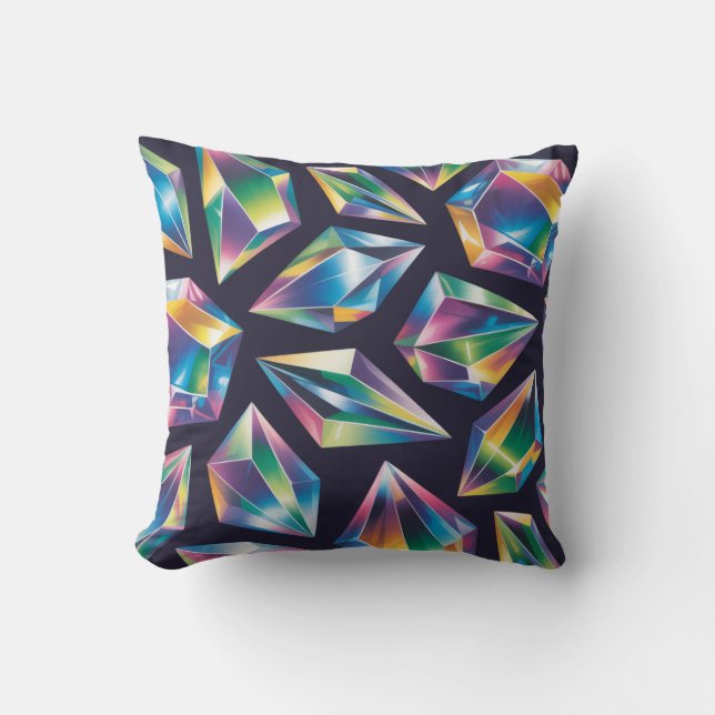 Cojín Decorativo Holographic Iridescent Gemstones Seamless Pattern (Anverso)