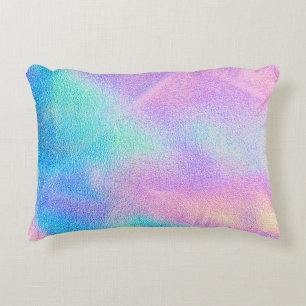 Cojín Decorativo Holographic real texture in blue pink green colors