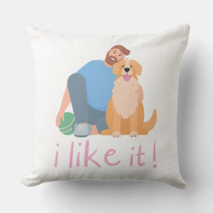 Cojín Decorativo Hombre abrazando a un perro retriever dorado Me gu