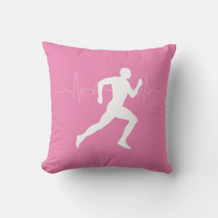 Cojín Decorativo Hombre corriendo una silueta sobre fondo rosado