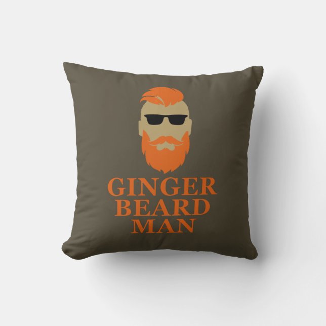 Cojín Decorativo Hombre de barba jengibre gracioso barbudo (Anverso)