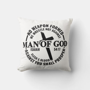 Cojín Decorativo Hombre de Dios, ningún arma que se forme contra mí