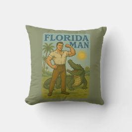Cojín Decorativo Hombre de Florida Amigo del Caimán Divertido Retro