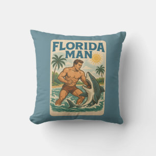 Cojín Decorativo Hombre de Florida Luchador de Tiburones Costeros