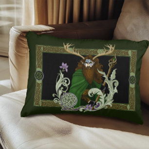Cojín Decorativo Hombre de los Cuerna Celta Verde