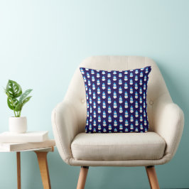 Cojín Decorativo Hombre de nieve azul en ráfaga