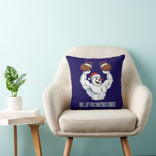 Cojín Decorativo Hombre de nieve divertido levantando pesas Galleta