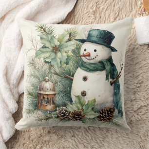 Cojín Decorativo Hombre de nieve en verde