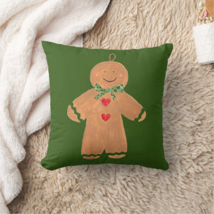 Cojín Decorativo Hombre de pan de jengibre Feliz Navidad Nostálgica