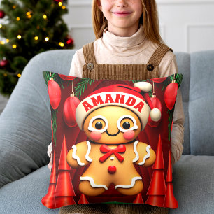 Cojín Decorativo Hombre de pan de jengibre Navidades niños personal