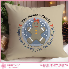 Cojín Decorativo Hombre de Pan de Jengibre Personalizado Navidad