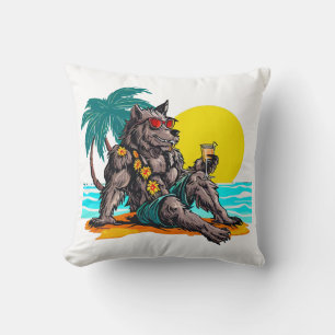 Cojín Decorativo hombre lobo de vacaciones