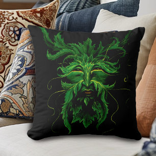 Cojín Decorativo Hombre Verde Hojas Fae Negras