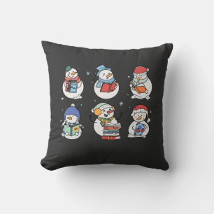 Cojín Decorativo Hombres de nieve leyendo lindos – Amante de libros