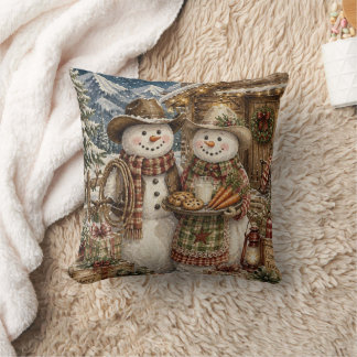 Cojín Decorativo Hombres de nieve vaqueros de Country y Western Nav