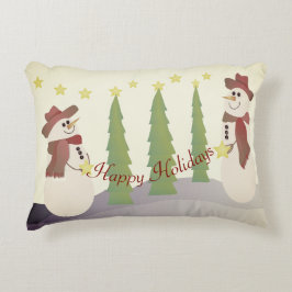 Cojín Decorativo Hombres Y Árboles De Nieve