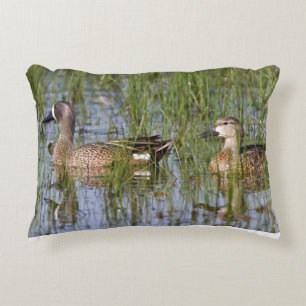 Cojín Decorativo Hombres y mujeres Verde azulados de ala azul en hu