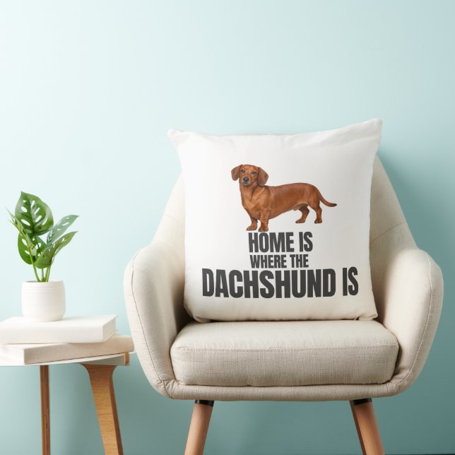 Cojín Decorativo Home Is Where the Red Dachshund Is (Silla)