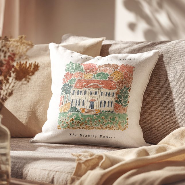 Cojín Decorativo Home Sweet Home Thanksgiving Autumn Georgian House (Home Sweet Home Thanksgiving Autumn Georgian House Throw Pillow)